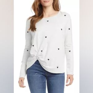 Karen Kane French Terry Heart Print Top Gray 3x